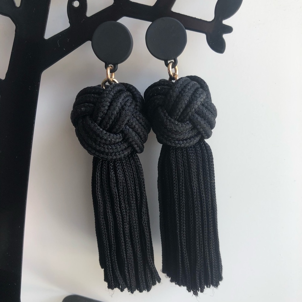 Bimba Y Lola Black Tassel Earrings - Picture 4 of 8
